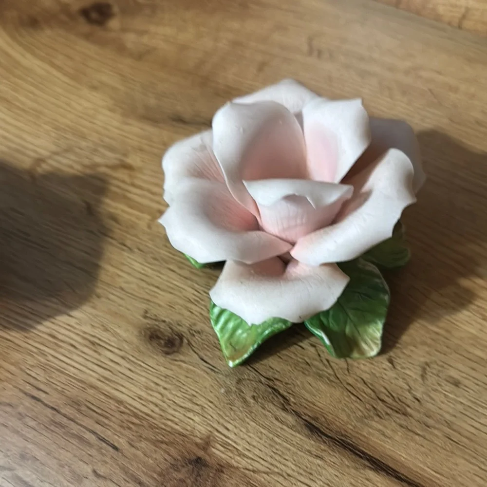VTG 1950’S Capodimonte Glazed Porcelain Rose candle holders